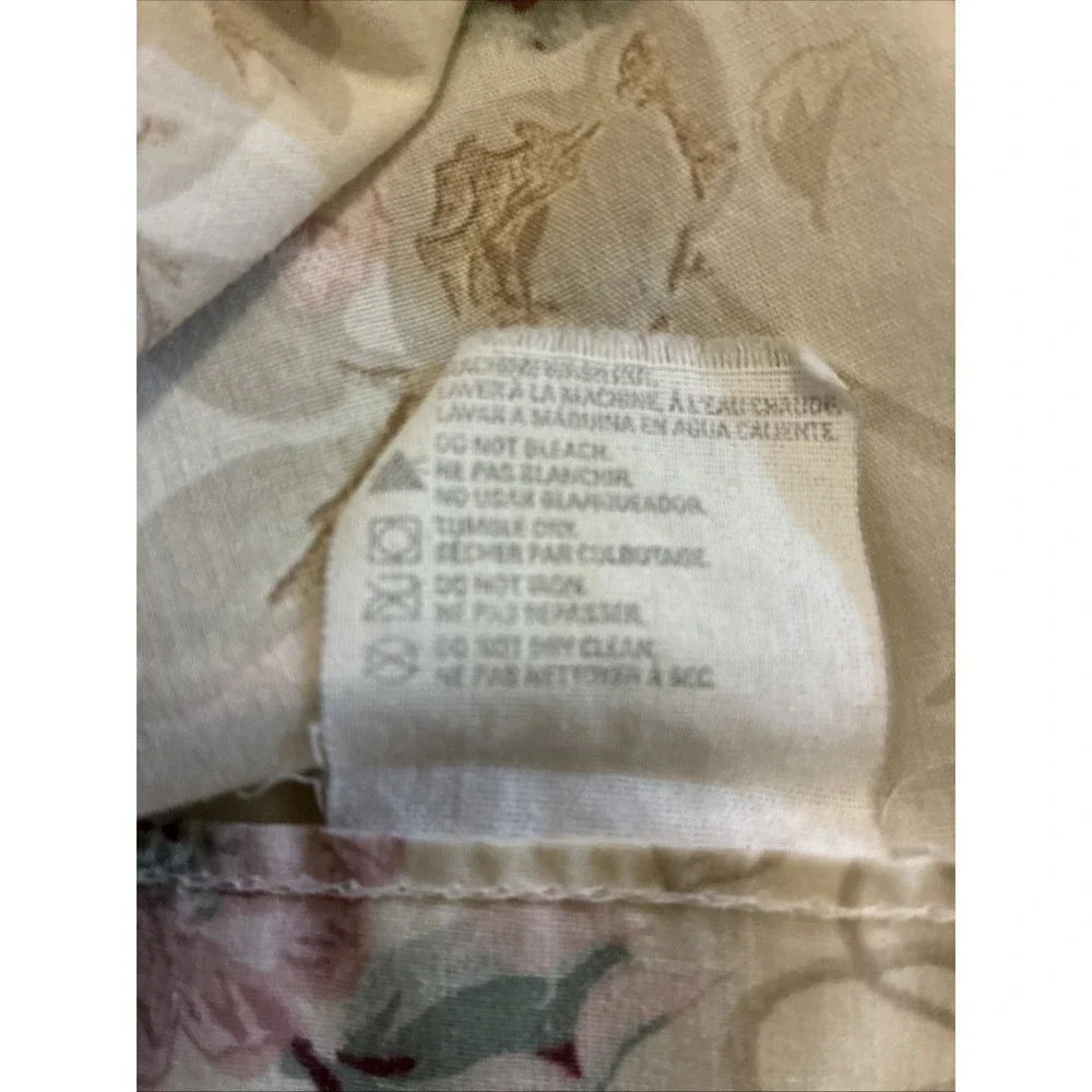 Vintage Cannon No Iron King Sheet Set 4 Piece Floral Flat Fitted 2 Pillowcases